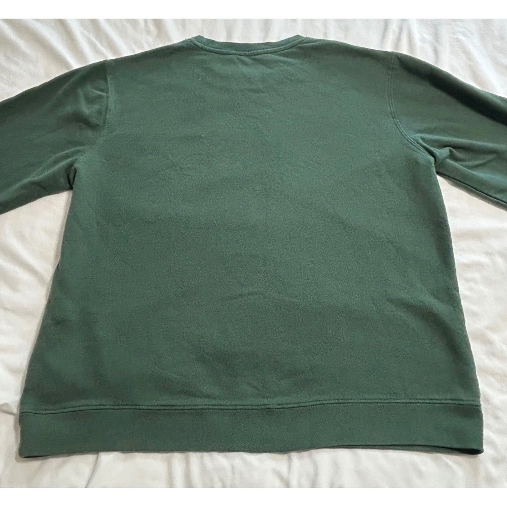 Peanuts Snoopy Christmas Candy Cane Sweatshirt Mens Large Green Fleece Crewneck - Picture 2 of 9